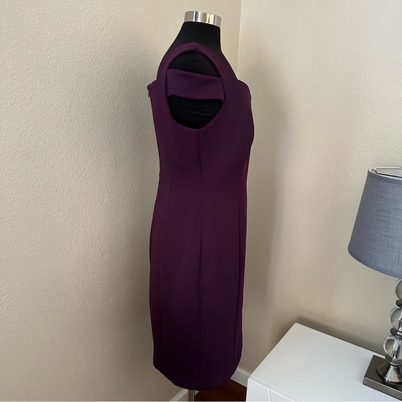 Calvin Klein Go Red Cold-Shoulder Plum Sheath Midi Dress Size 12 - Picture 5 of 12